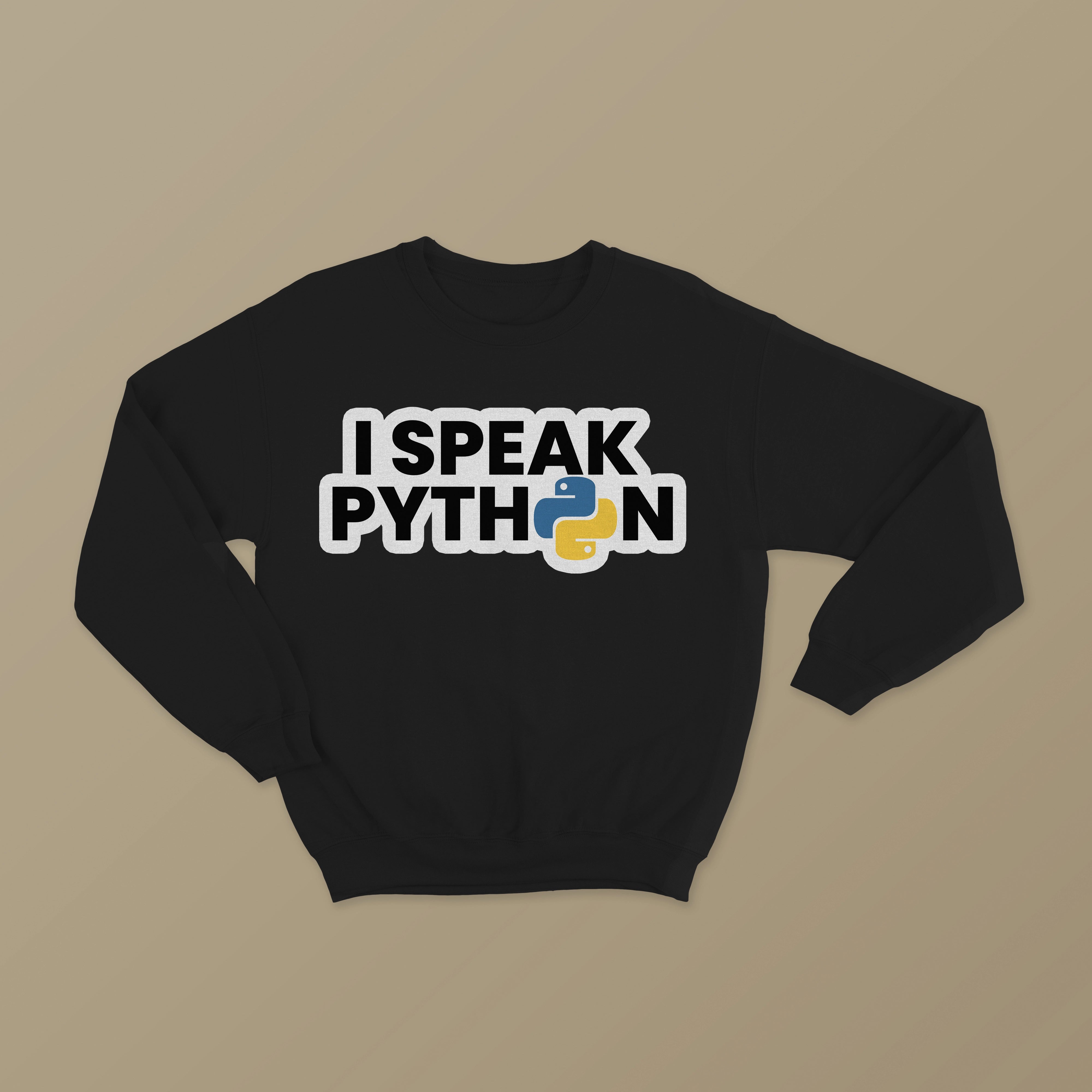 I speak In Python Unisex Black Sweatshirt