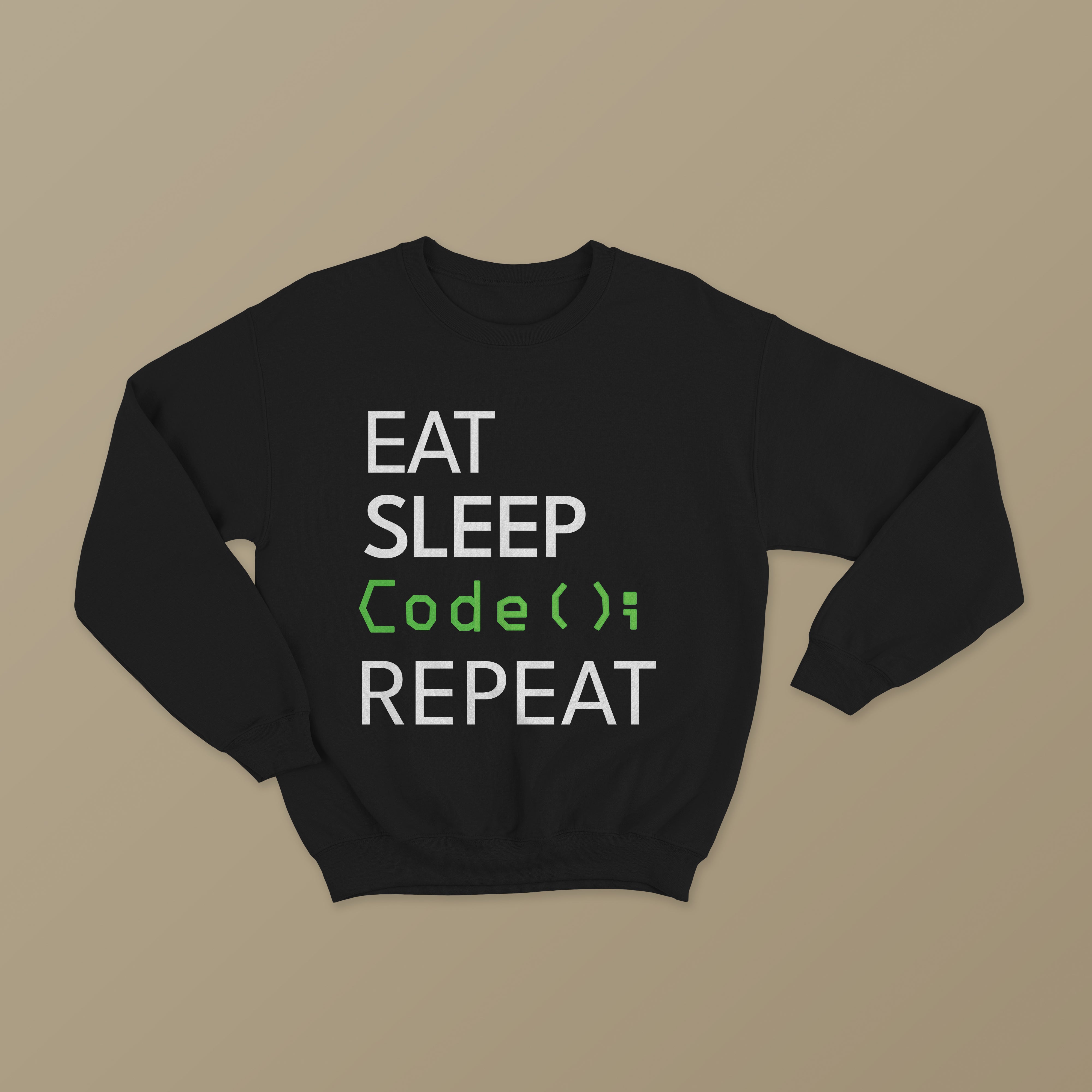 Eat, Sleep, Code, Repeat Unisex Black Sweatshirt
